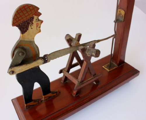 FOLK ART WOOD CUTTER WHIRLIGIG HAND MADE WIND TOY SAWING MAN 1932 - ADDITIONAL PHOTO 9
