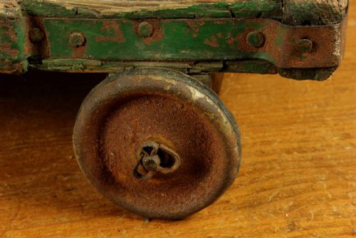 LARGE ANTIQUE WOODEN FOLK ART COW TROLLEY RUSTIC FRENCH BUTCHERS SHOP DISPLAY - ADDITIONAL PHOTO 12
