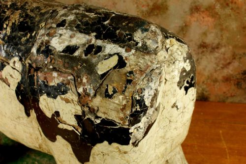 LARGE ANTIQUE WOODEN FOLK ART COW TROLLEY RUSTIC FRENCH BUTCHERS SHOP DISPLAY - ADDITIONAL PHOTO 15