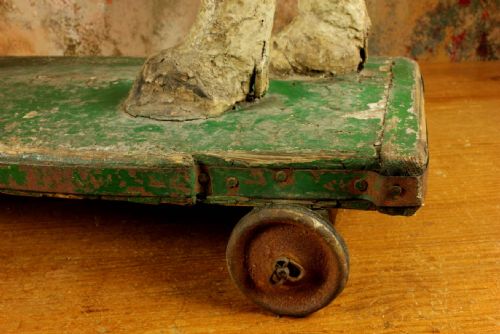 LARGE ANTIQUE WOODEN FOLK ART COW TROLLEY RUSTIC FRENCH BUTCHERS SHOP DISPLAY - ADDITIONAL PHOTO 16