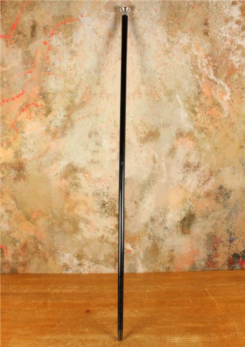 fig 2. Antique Silver & Ebonised Wood Walking Stick Cane. Kendall & Sons 1928.