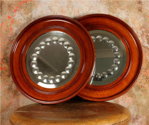 PAIR VICTORIAN SORCERER'S MIRRORS ANTIQUE ROUND CONVEX WITCH'S MIRROR - ADDITIONAL PHOTO 2