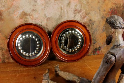 PAIR VICTORIAN SORCERER'S MIRRORS ANTIQUE ROUND CONVEX WITCH'S MIRROR - ADDITIONAL PHOTO 6