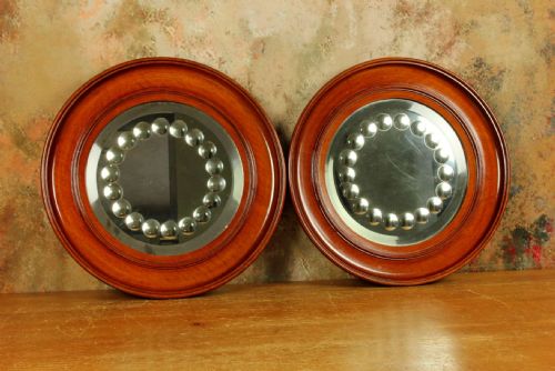 PAIR VICTORIAN SORCERER'S MIRRORS ANTIQUE ROUND CONVEX WITCH'S MIRROR - ADDITIONAL PHOTO 10