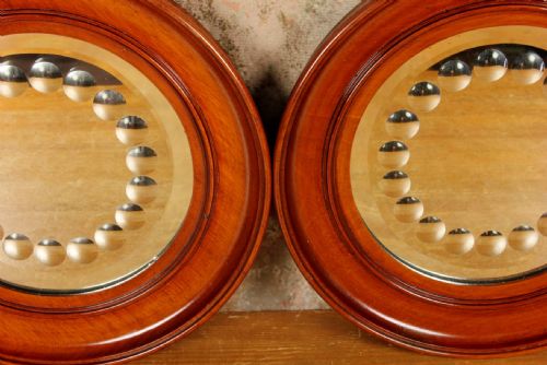 PAIR VICTORIAN SORCERER'S MIRRORS ANTIQUE ROUND CONVEX WITCH'S MIRROR - ADDITIONAL PHOTO 12