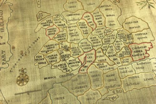 GEORGIAN NEEDLEWORK MAP ENGLAND WALES EMBROIDERED SAMPLER 1796 - ADDITIONAL PHOTO 6
