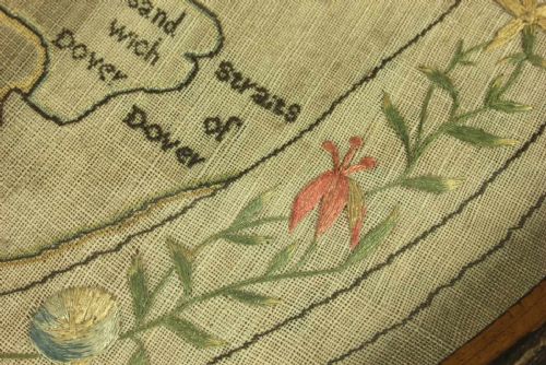 GEORGIAN NEEDLEWORK MAP ENGLAND WALES EMBROIDERED SAMPLER 1796 - ADDITIONAL PHOTO 10