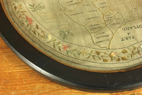 GEORGIAN NEEDLEWORK MAP ENGLAND WALES EMBROIDERED SAMPLER 1796 - ADDITIONAL PHOTO 11