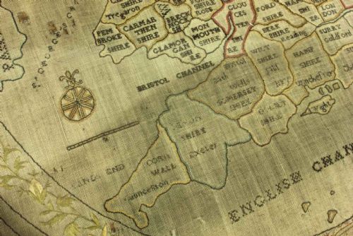GEORGIAN NEEDLEWORK MAP ENGLAND WALES EMBROIDERED SAMPLER 1796 - ADDITIONAL PHOTO 12
