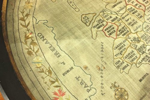 GEORGIAN NEEDLEWORK MAP ENGLAND WALES EMBROIDERED SAMPLER 1796 - ADDITIONAL PHOTO 13