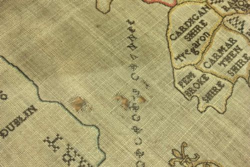 GEORGIAN NEEDLEWORK MAP ENGLAND WALES EMBROIDERED SAMPLER 1796 - ADDITIONAL PHOTO 14