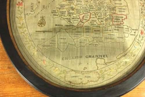 GEORGIAN NEEDLEWORK MAP ENGLAND WALES EMBROIDERED SAMPLER 1796 - ADDITIONAL PHOTO 17