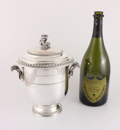 ITALIAN SILVER ICE BUCKET CHERUB DOLPHIN LIDDED PAIL IMA C1950 - ADDITIONAL PHOTO 1