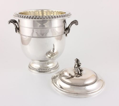 ITALIAN SILVER ICE BUCKET CHERUB DOLPHIN LIDDED PAIL IMA C1950 - ADDITIONAL PHOTO 3