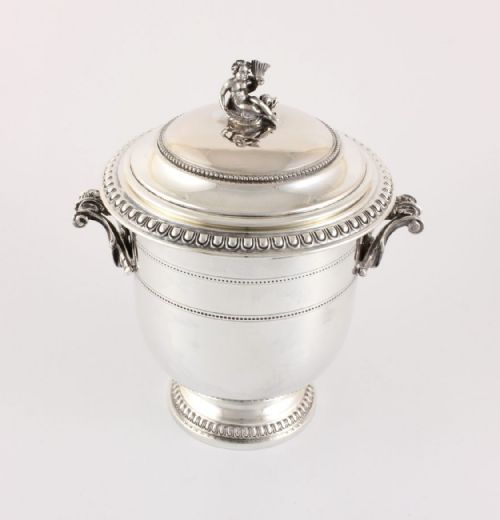 ITALIAN SILVER ICE BUCKET CHERUB DOLPHIN LIDDED PAIL IMA C1950 - ADDITIONAL PHOTO 5