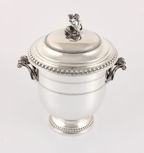 ITALIAN SILVER ICE BUCKET CHERUB DOLPHIN LIDDED PAIL IMA C1950 - ADDITIONAL PHOTO 8
