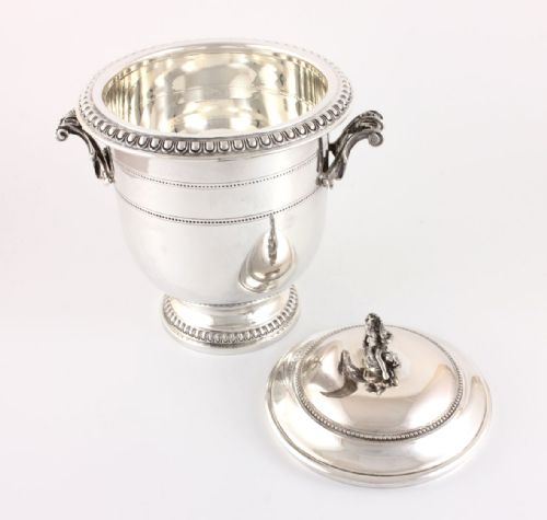 ITALIAN SILVER ICE BUCKET CHERUB DOLPHIN LIDDED PAIL IMA C1950 - ADDITIONAL PHOTO 9