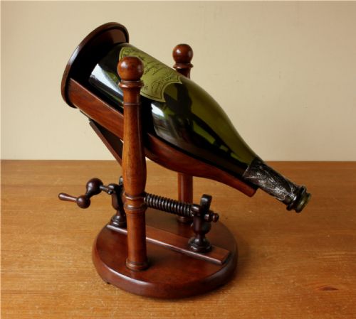 MAHOGANY CHAMPAGNE POURER CRADLE REGENCY WOODEN BOTTLE HOLDER C1820 - ADDITIONAL PHOTO 1