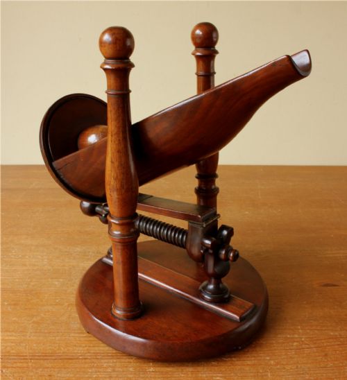 MAHOGANY CHAMPAGNE POURER CRADLE REGENCY WOODEN BOTTLE HOLDER C1820 - ADDITIONAL PHOTO 3