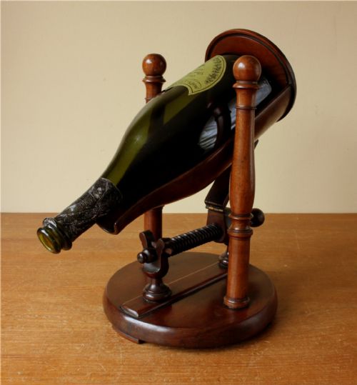 MAHOGANY CHAMPAGNE POURER CRADLE REGENCY WOODEN BOTTLE HOLDER C1820 - ADDITIONAL PHOTO 11