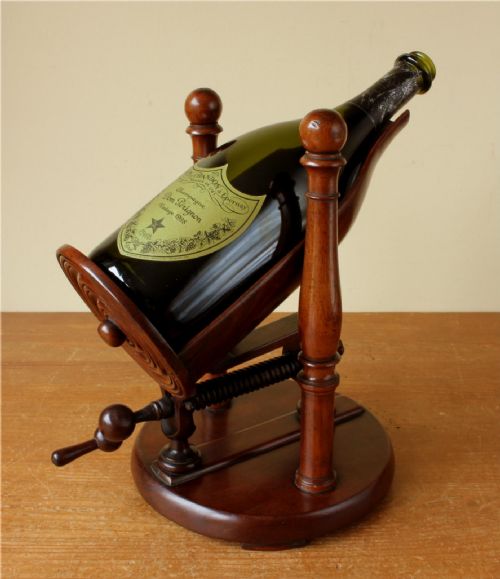 MAHOGANY CHAMPAGNE POURER CRADLE REGENCY WOODEN BOTTLE HOLDER C1820 - ADDITIONAL PHOTO 17