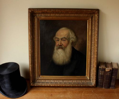 BEARDED VICTORIAN GENTLEMAN OIL PAINTING GILT GESSO FRAMED MAN PORTRAIT - ADDITIONAL PHOTO 11