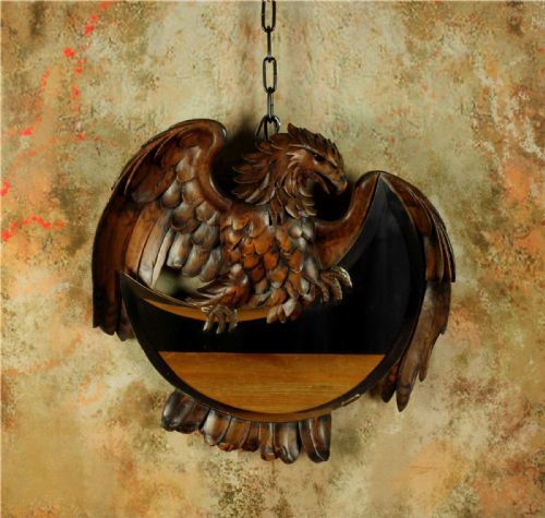 ANTIQUE EAGLE WALL MIRROR BLACK FOREST WOOD CARVED BIRD OF PREY MIRROR - ADDITIONAL PHOTO 7