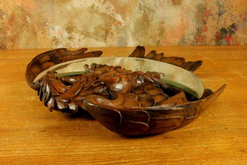 ANTIQUE EAGLE WALL MIRROR BLACK FOREST WOOD CARVED BIRD OF PREY MIRROR - ADDITIONAL PHOTO 8