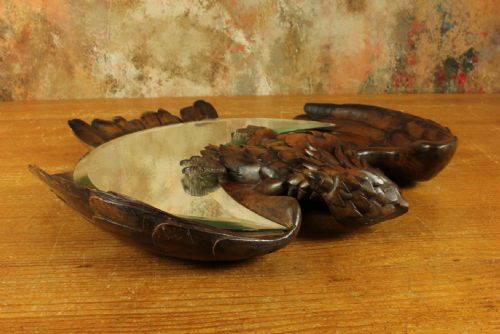 ANTIQUE EAGLE WALL MIRROR BLACK FOREST WOOD CARVED BIRD OF PREY MIRROR - ADDITIONAL PHOTO 9