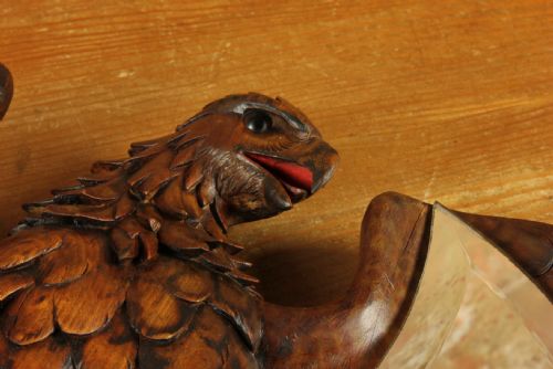 ANTIQUE EAGLE WALL MIRROR BLACK FOREST WOOD CARVED BIRD OF PREY MIRROR - ADDITIONAL PHOTO 14
