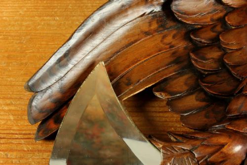 ANTIQUE EAGLE WALL MIRROR BLACK FOREST WOOD CARVED BIRD OF PREY MIRROR - ADDITIONAL PHOTO 16