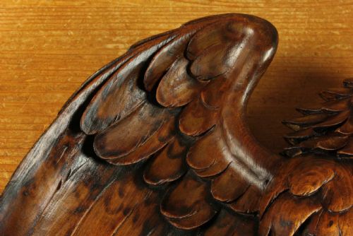 ANTIQUE EAGLE WALL MIRROR BLACK FOREST WOOD CARVED BIRD OF PREY MIRROR - ADDITIONAL PHOTO 21