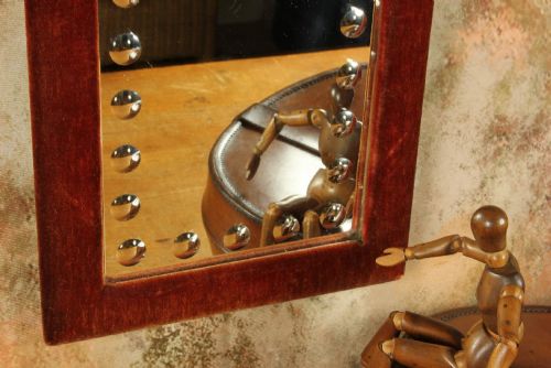 VICTORIAN SORCERER'S MIRROR ANTIQUE VELVET MULTI CONVEX WALL MIRROR - ADDITIONAL PHOTO 11