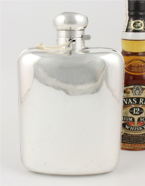 ANTIQUE SILVER PLATE X LARGE LOCKING HIP SPIRIT FLASK J DIXON 1 14 PT - ADDITIONAL PHOTO 1