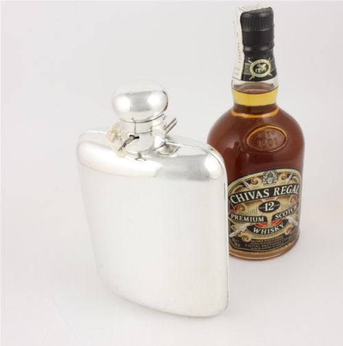 ANTIQUE SILVER PLATE X LARGE LOCKING HIP SPIRIT FLASK J DIXON 1 14 PT - ADDITIONAL PHOTO 8