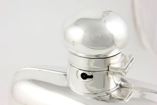 ANTIQUE SILVER PLATE X LARGE LOCKING HIP SPIRIT FLASK J DIXON 1 14 PT - ADDITIONAL PHOTO 14