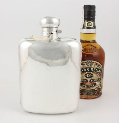 ANTIQUE SILVER PLATE X LARGE LOCKING HIP SPIRIT FLASK J DIXON 1 14 PT - ADDITIONAL PHOTO 17