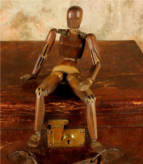 Antique Wooden Lay Figure Mannequin. Wood Articulated Artist Doll. C1930.