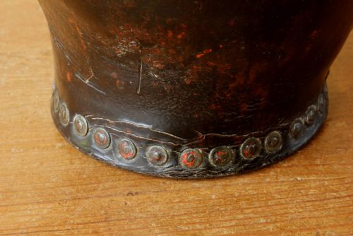 GEORGIAN LEATHER FIRE BUCKET COPPER STUDDED WASTE PAPER BASKET C1800 - ADDITIONAL PHOTO 8