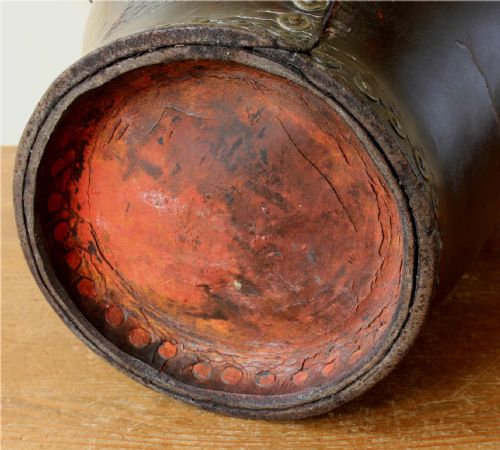 GEORGIAN LEATHER FIRE BUCKET COPPER STUDDED WASTE PAPER BASKET C1800 - ADDITIONAL PHOTO 14