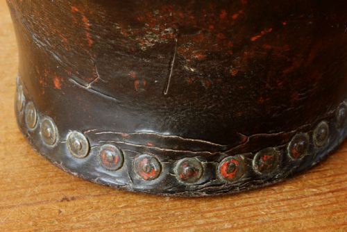GEORGIAN LEATHER FIRE BUCKET COPPER STUDDED WASTE PAPER BASKET C1800 - ADDITIONAL PHOTO 19