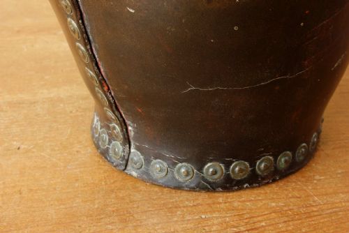 GEORGIAN LEATHER FIRE BUCKET COPPER STUDDED WASTE PAPER BASKET C1800 - ADDITIONAL PHOTO 20