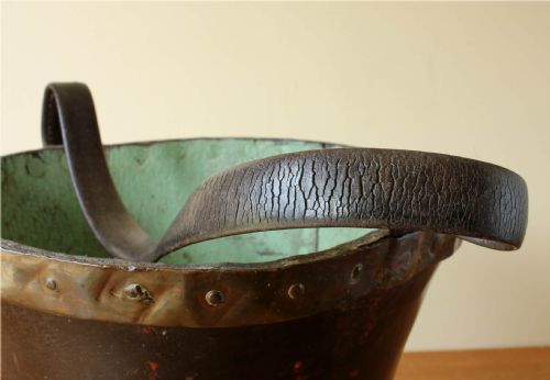 GEORGIAN LEATHER FIRE BUCKET COPPER STUDDED WASTE PAPER BASKET C1800 - ADDITIONAL PHOTO 21