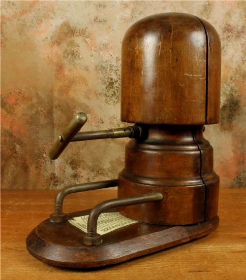 Antique Hat Stretcher. Milliner's Shop Wooden Head Sizer. Wig Display.