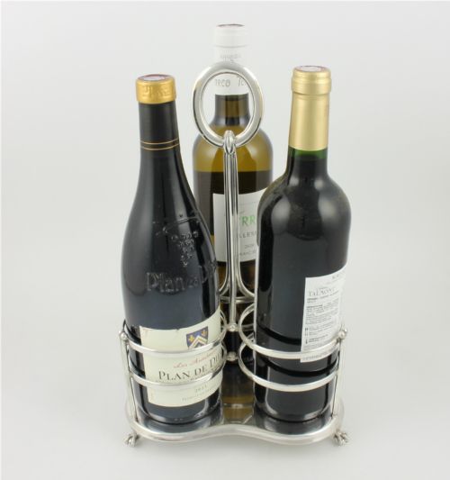 VICTORIAN SILVER PLATE THREE WINE BOTTLE HOLDER CARRIER THOMAS BRADBURY - ADDITIONAL PHOTO 1