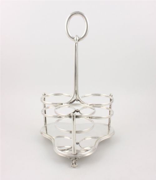 VICTORIAN SILVER PLATE THREE WINE BOTTLE HOLDER CARRIER THOMAS BRADBURY - ADDITIONAL PHOTO 4