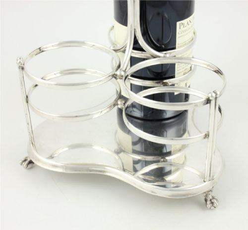 VICTORIAN SILVER PLATE THREE WINE BOTTLE HOLDER CARRIER THOMAS BRADBURY - ADDITIONAL PHOTO 9
