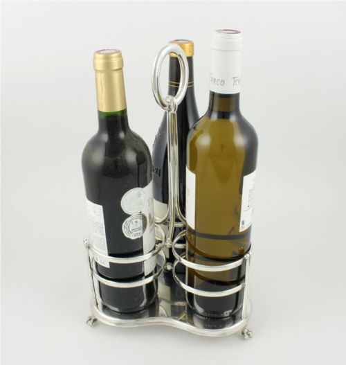 VICTORIAN SILVER PLATE THREE WINE BOTTLE HOLDER CARRIER THOMAS BRADBURY - ADDITIONAL PHOTO 15