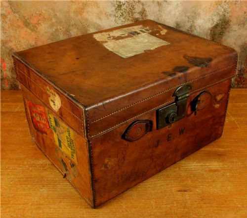ANTIQUE LEATHER MULTI TOP HAT BOX LINCOLN BENNETT STORAGE CASE JEW - ADDITIONAL PHOTO 1
