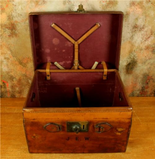 ANTIQUE LEATHER MULTI TOP HAT BOX LINCOLN BENNETT STORAGE CASE JEW - ADDITIONAL PHOTO 3